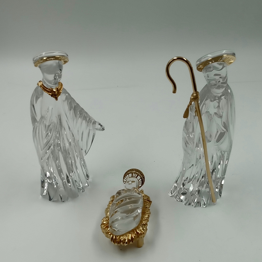 Crystal Nativity Figurines with Gold Accents